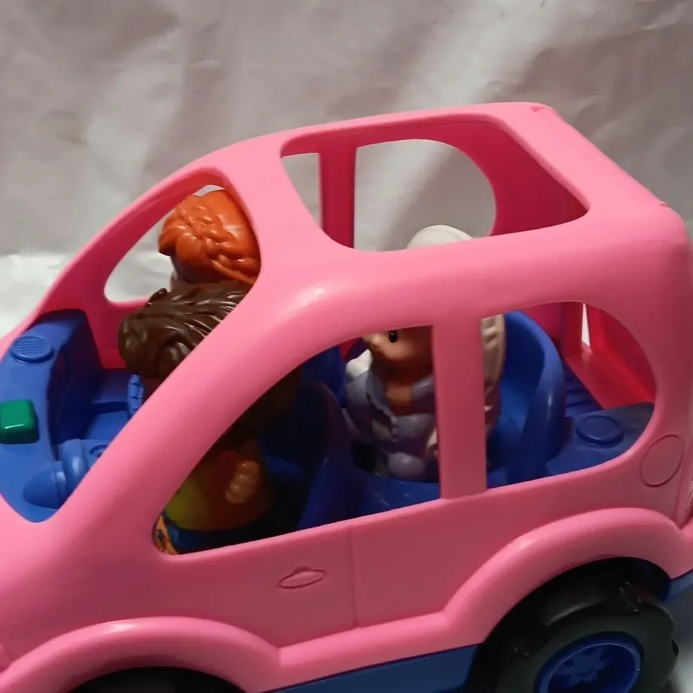 Fisher Price-Little People Pink and Blue Toy Car with Figures